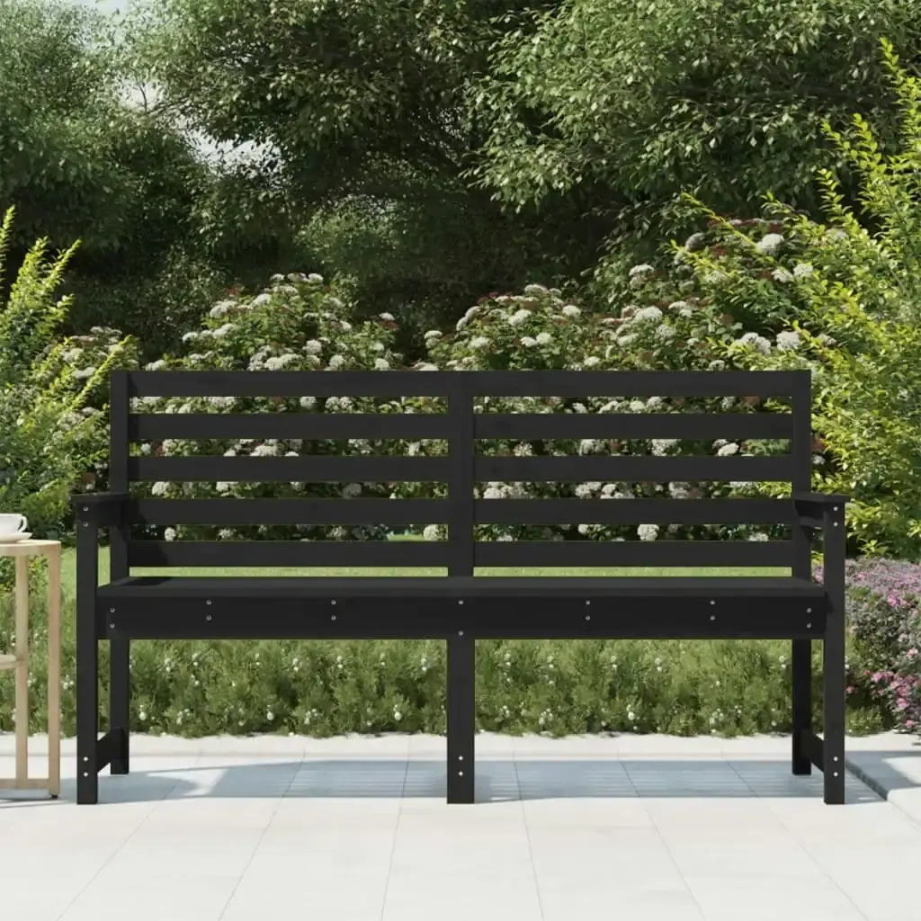 Garden Bench Black 159.5x48x91.5 cm Solid Wood Pine 824071