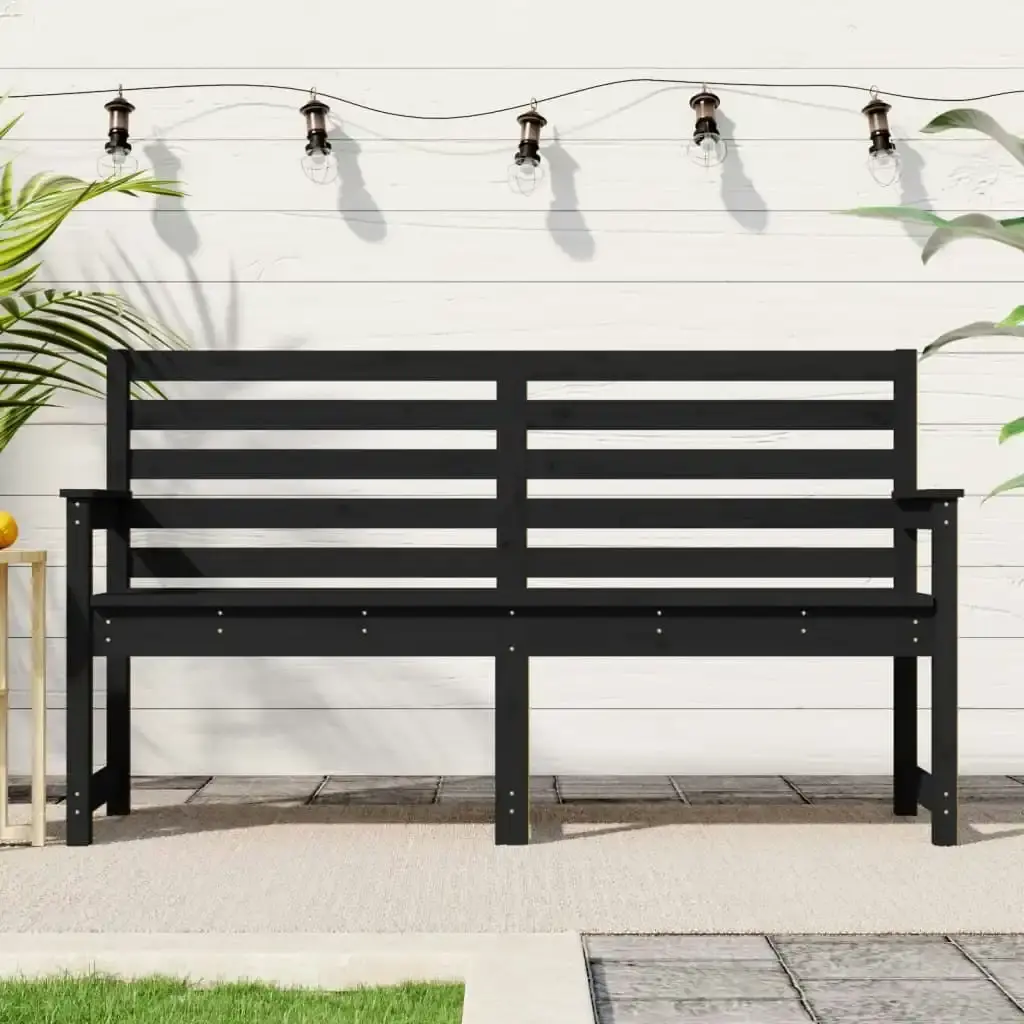 Garden Bench Black 159.5x48x91.5 cm Solid Wood Pine 824071