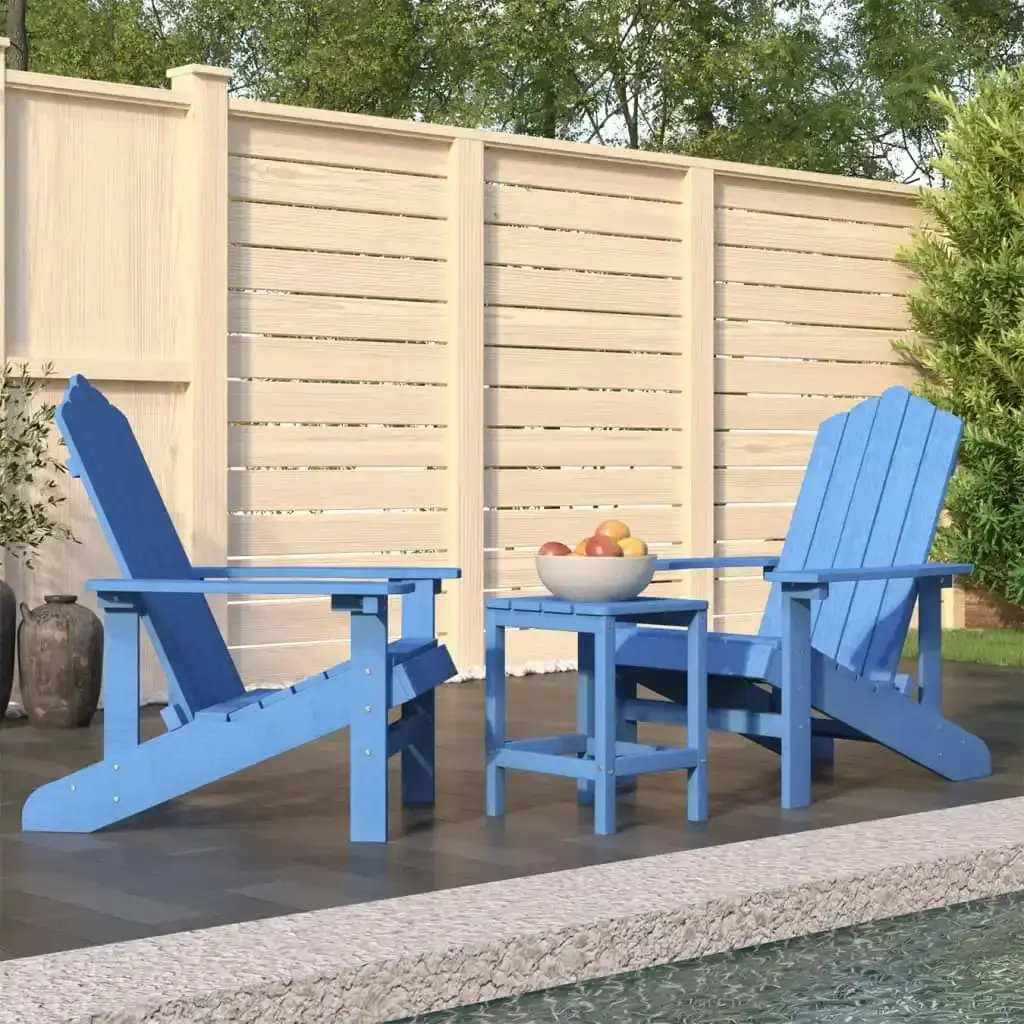 Garden Adirondack Chairs with Table HDPE Aqua Blue 3095707