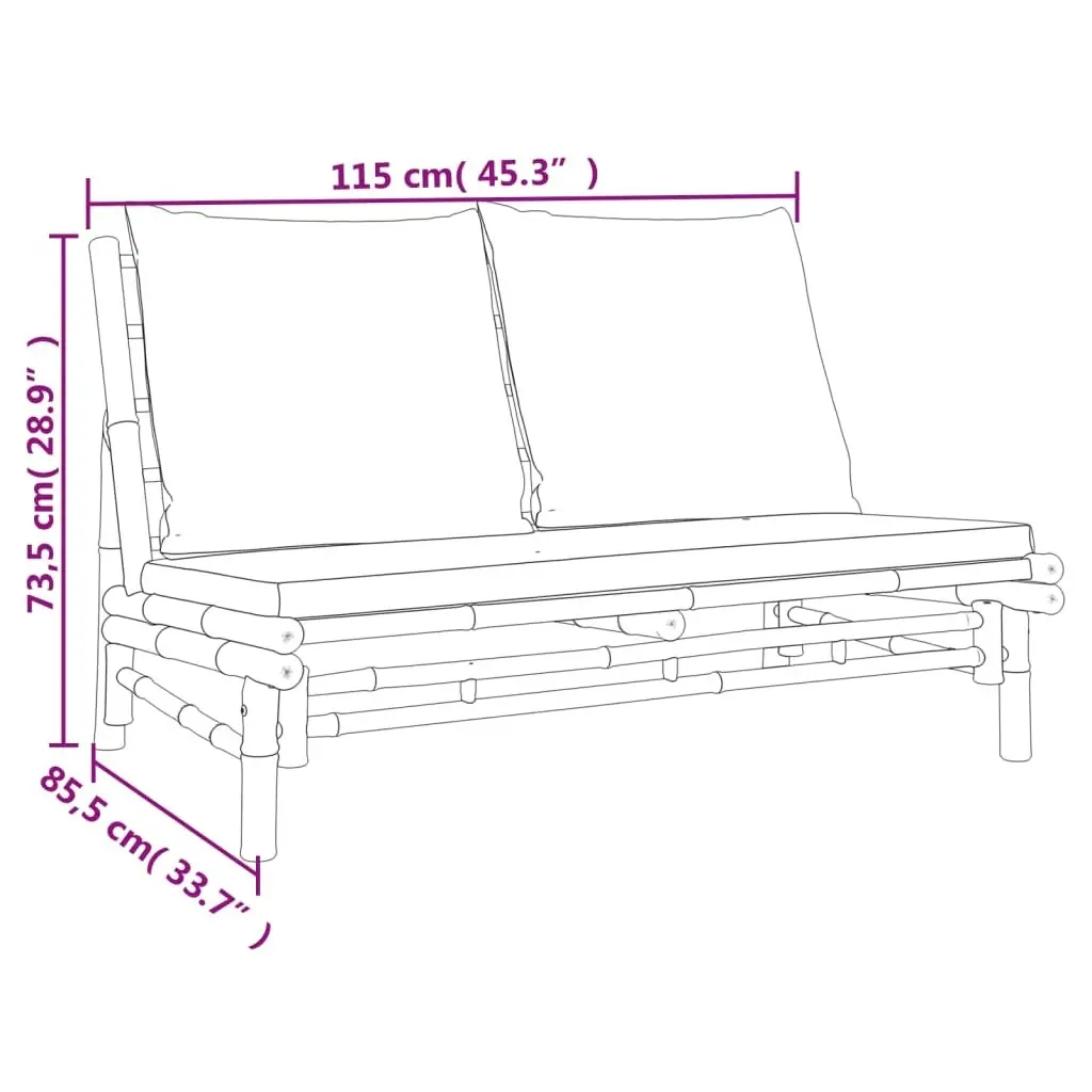 Garden Bench with Cream White Cushions Bamboo 363453