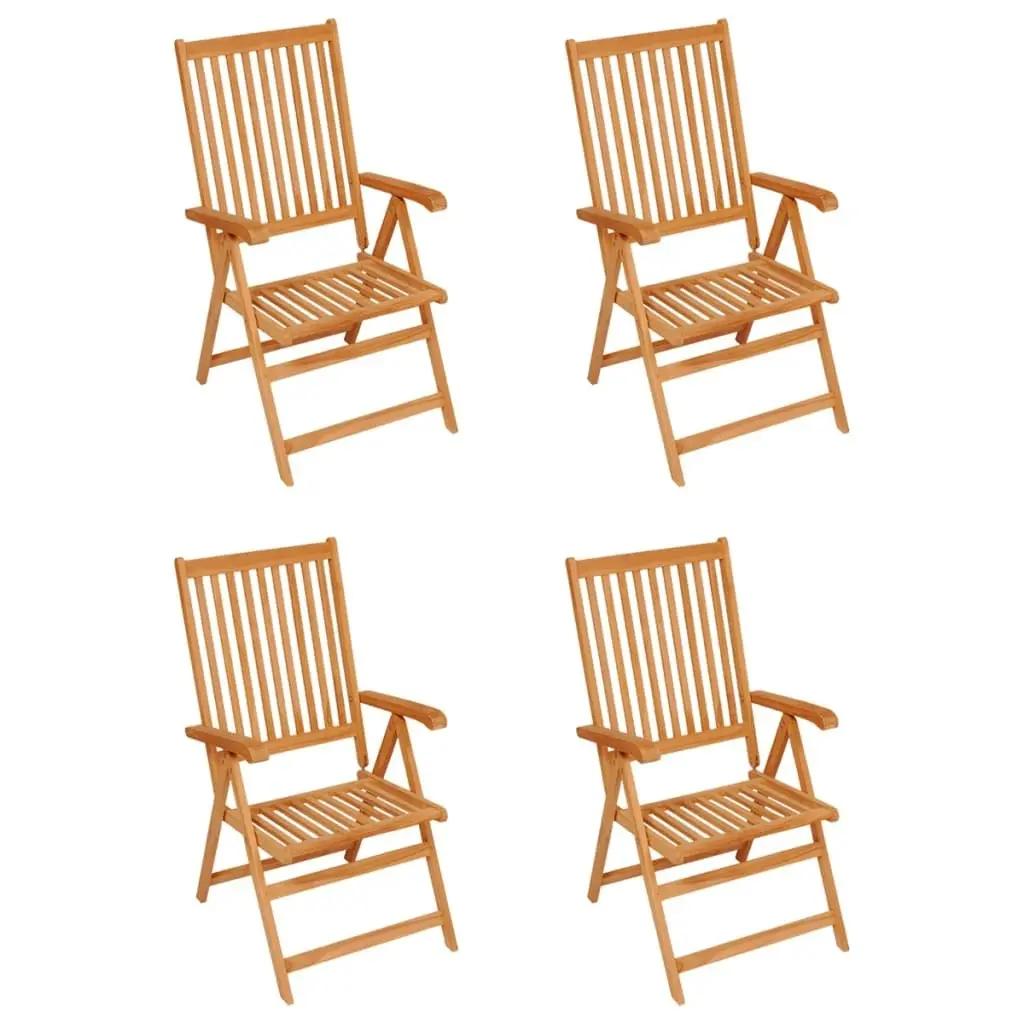 Garden Chairs 4 pcs with Black Cushions Solid Teak Wood 3065537