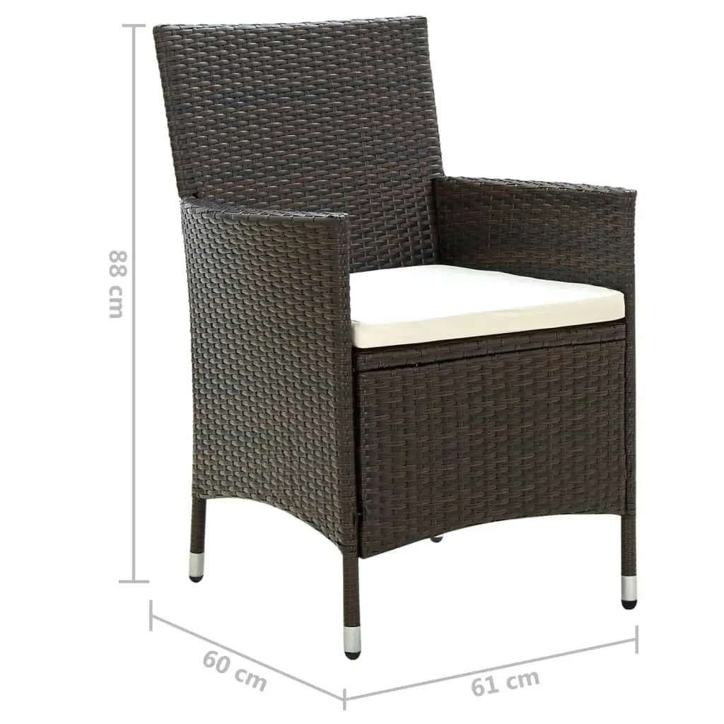 Garden Chairs with Cushions 2 pcs Poly Rattan Brown 316679