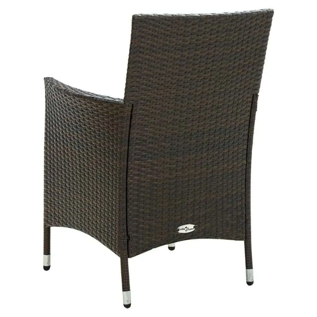 Garden Chairs with Cushions 2 pcs Poly Rattan Brown 316679