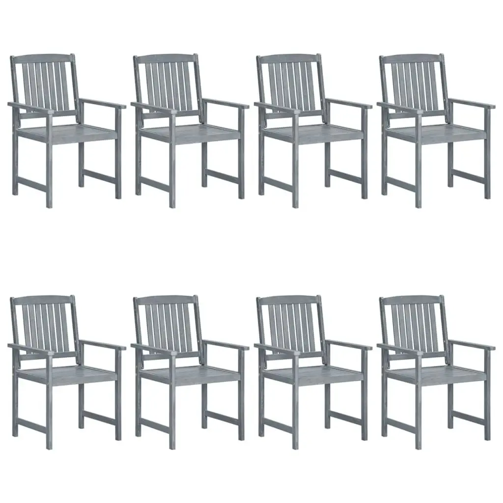 Garden Chairs with Cushions 8 pcs Solid Acacia Wood Grey 3078223