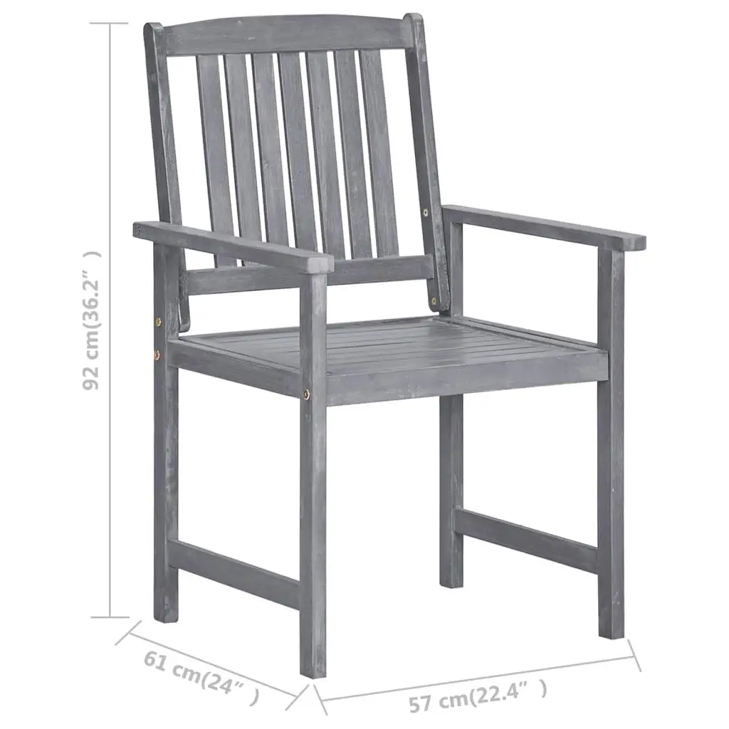 Garden Chairs with Cushions 4 pcs Grey Solid Acacia Wood 3061222