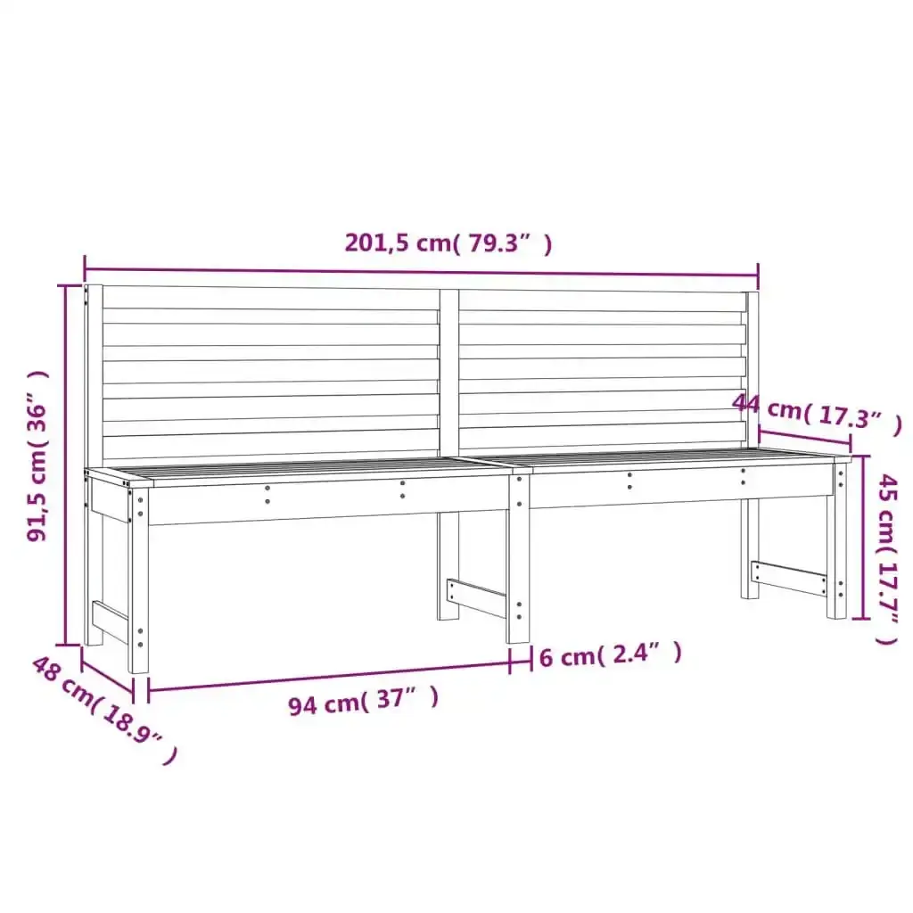 Garden Bench 201.5 cm Solid Wood Pine 824046