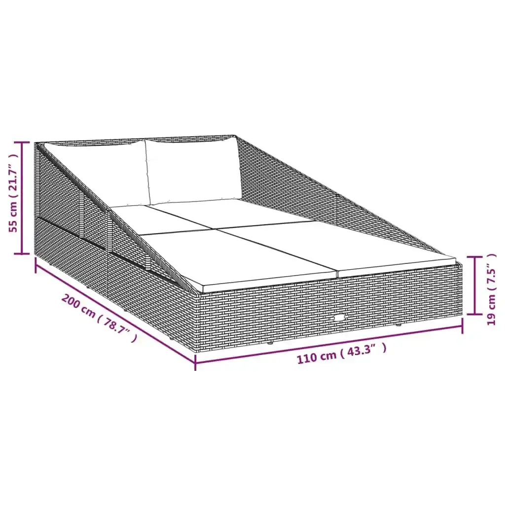 Garden Bed Black 110x200 cm Poly Rattan 42667