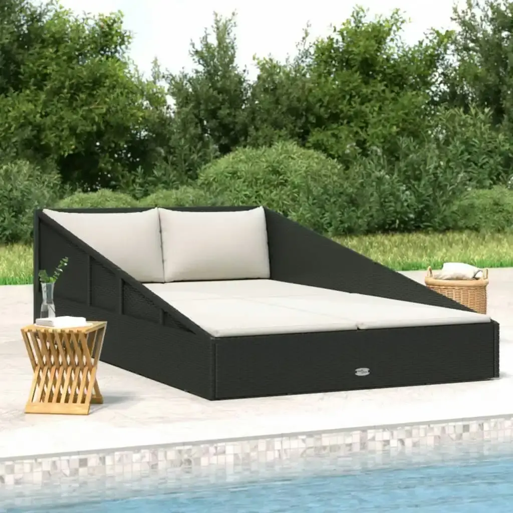 Garden Bed Black 110x200 cm Poly Rattan 42667