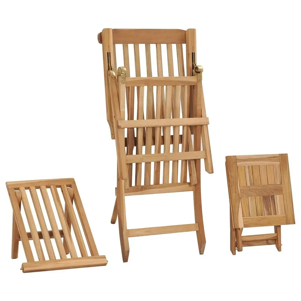 Garden Deck Chair with Footrest and Table Solid Teak Wood 315376