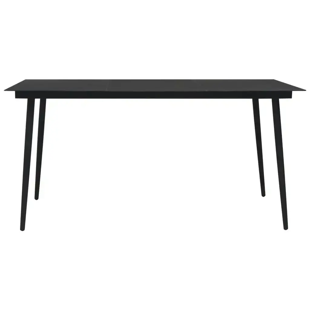 Garden Dining Table Black 190x90x74 cm Steel and Glass 312159