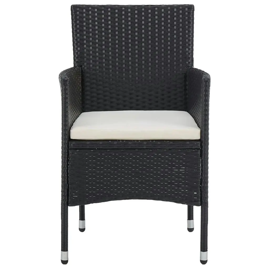 Garden Dining Chairs 2pcs Poly Rattan Black 46179