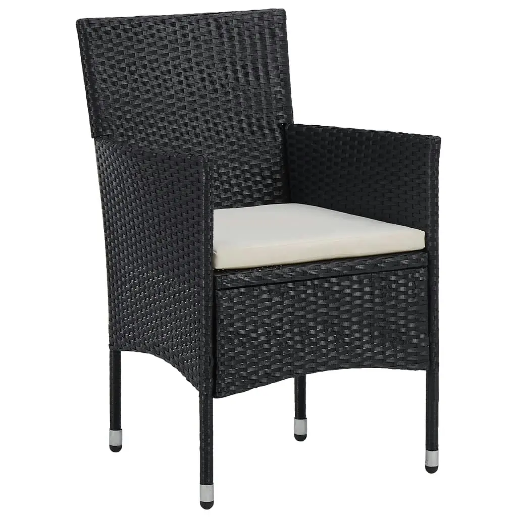 Garden Dining Chairs 2pcs Poly Rattan Black 46179