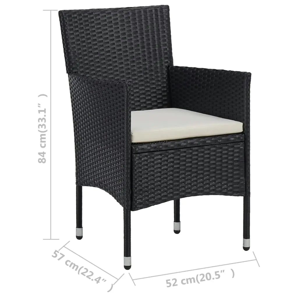 Garden Dining Chairs 2pcs Poly Rattan Black 46179