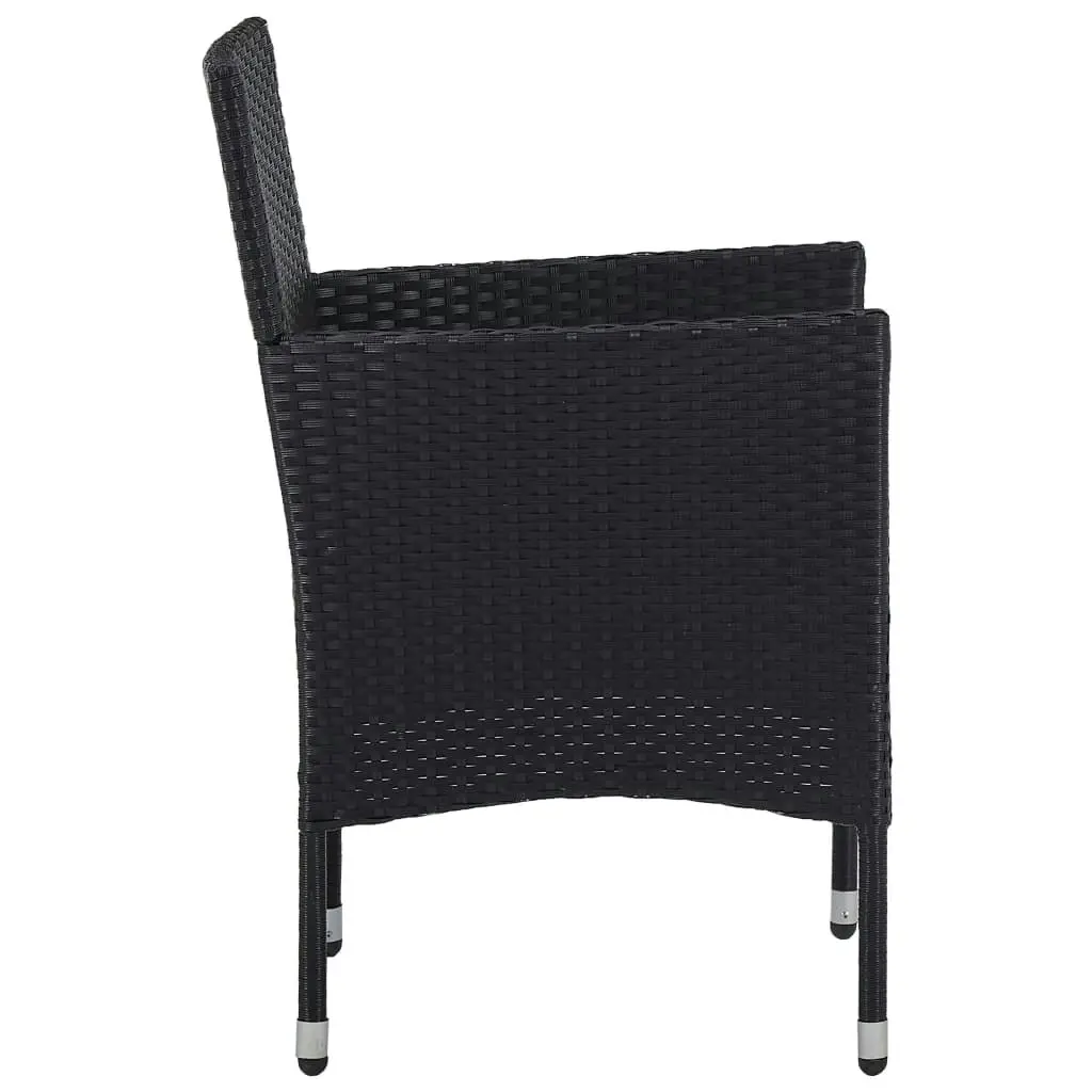 Garden Dining Chairs 2pcs Poly Rattan Black 46179