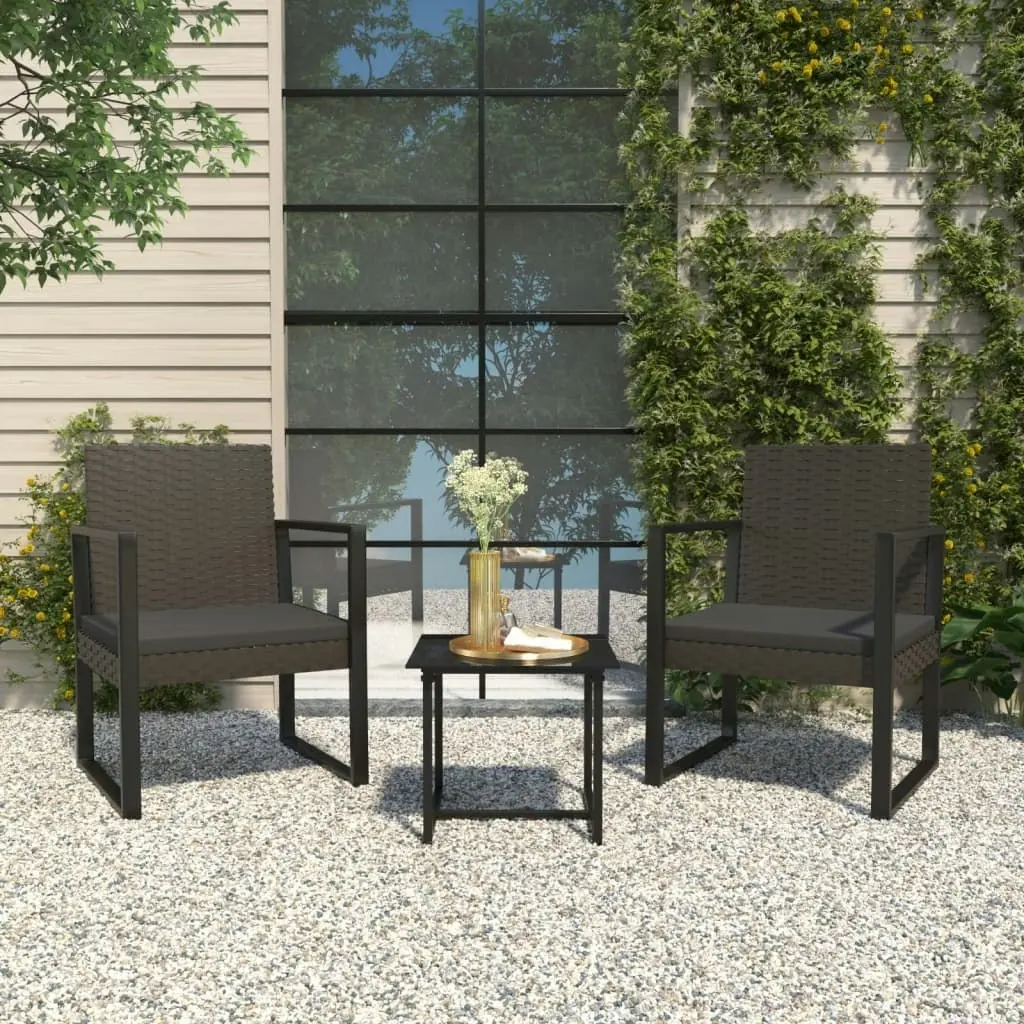 Garden Armchair with Cushion Black Poly Rattan 362324