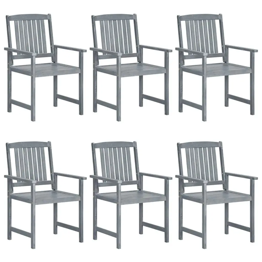 Garden Chairs with Cushions 6 pcs Solid Wood Acacia Grey 3078209