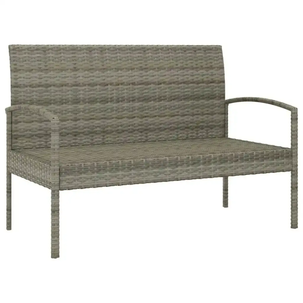 Garden Bench with Cushion Grey 105 cm Poly Rattan 362167