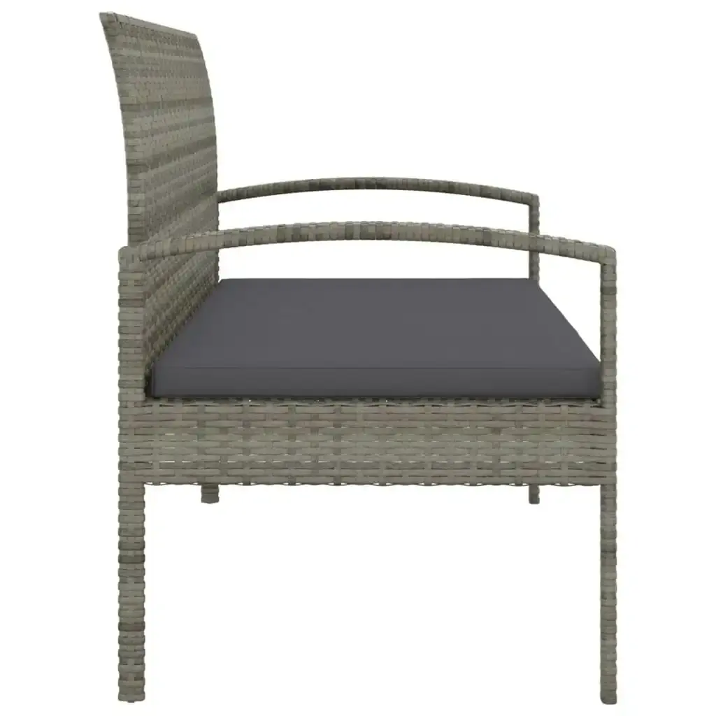 Garden Bench with Cushion Grey 105 cm Poly Rattan 362167