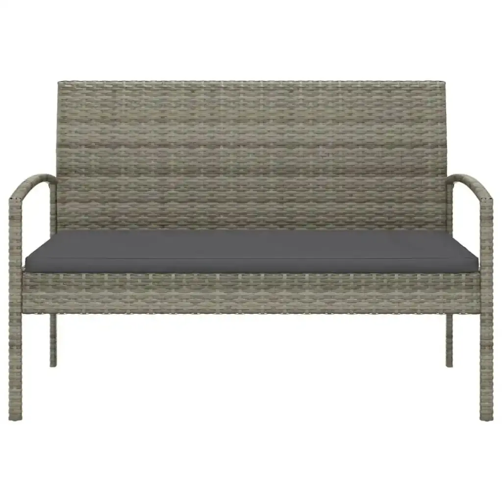 Garden Bench with Cushion Grey 105 cm Poly Rattan 362167