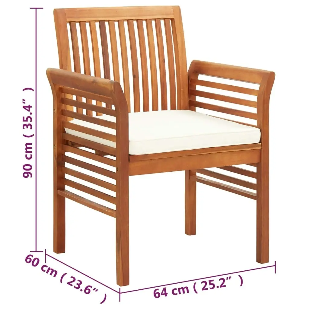 Garden Dining Chairs with Cushions 2 pcs Solid Acacia Wood 45965