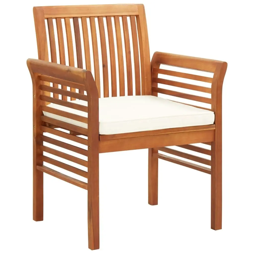 Garden Dining Chairs with Cushions 2 pcs Solid Acacia Wood 45965