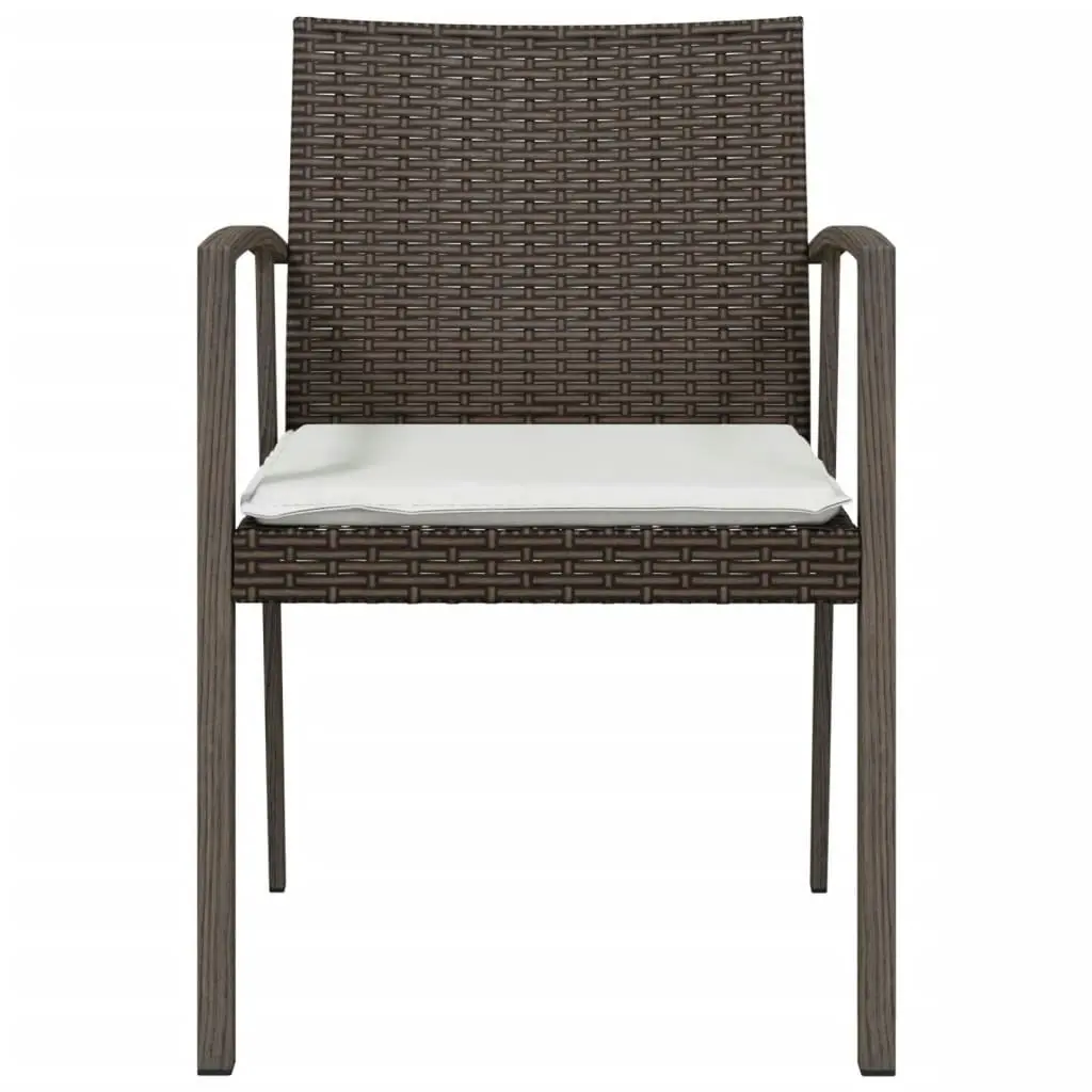 Garden Chairs with Cushions 2 pcs Brown 56.5x57x83 cm Poly Rattan 364095