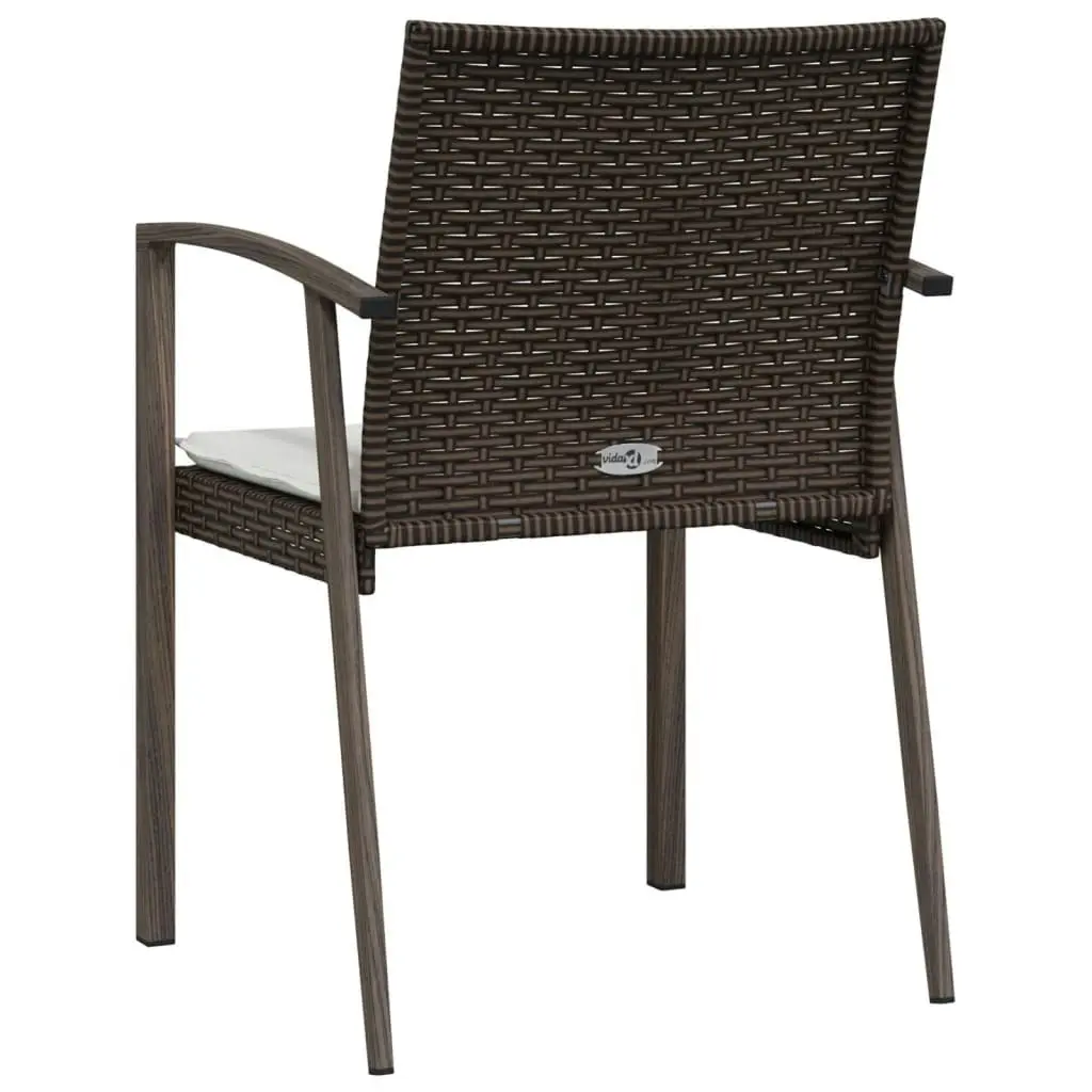 Garden Chairs with Cushions 2 pcs Brown 56.5x57x83 cm Poly Rattan 364095