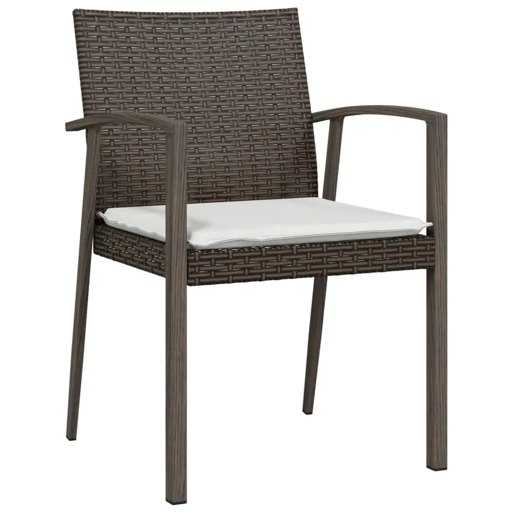 Garden Chairs with Cushions 2 pcs Brown 56.5x57x83 cm Poly Rattan 364095