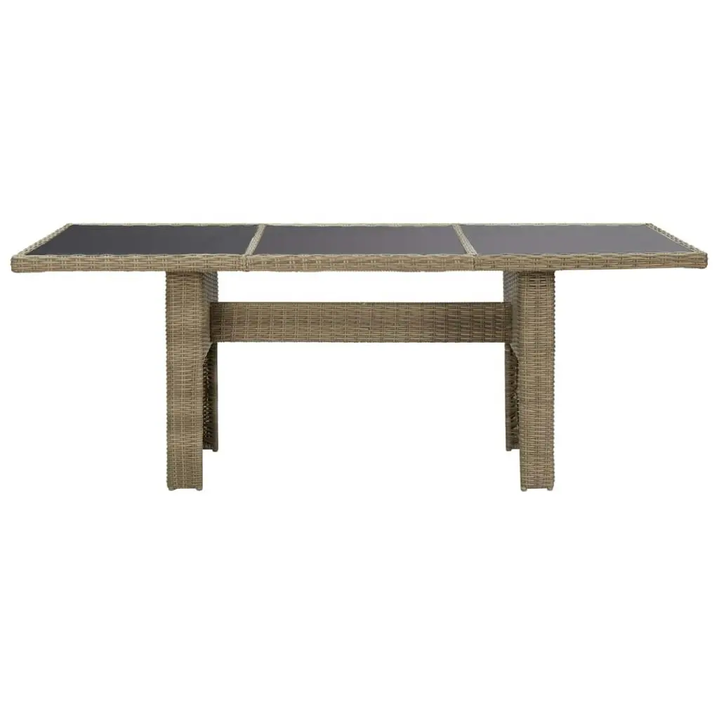 Garden Dining Table Brown 200x100x74 cm Glass and Poly Rattan 310141