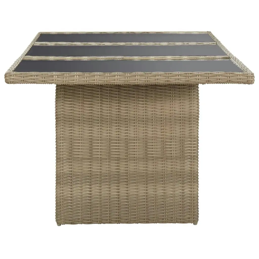 Garden Dining Table Brown 200x100x74 cm Glass and Poly Rattan 310141