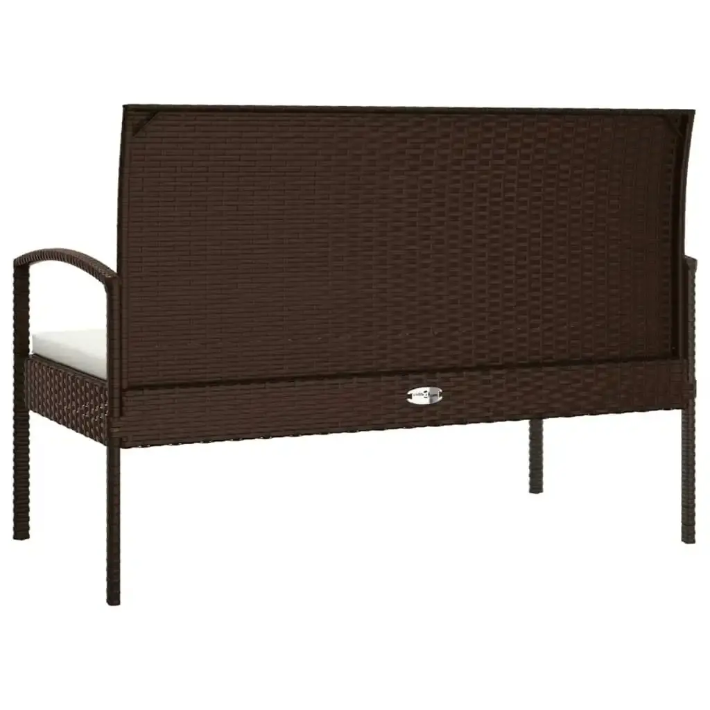 Garden Bench with Cushion Brown 105 cm Poly Rattan 362165