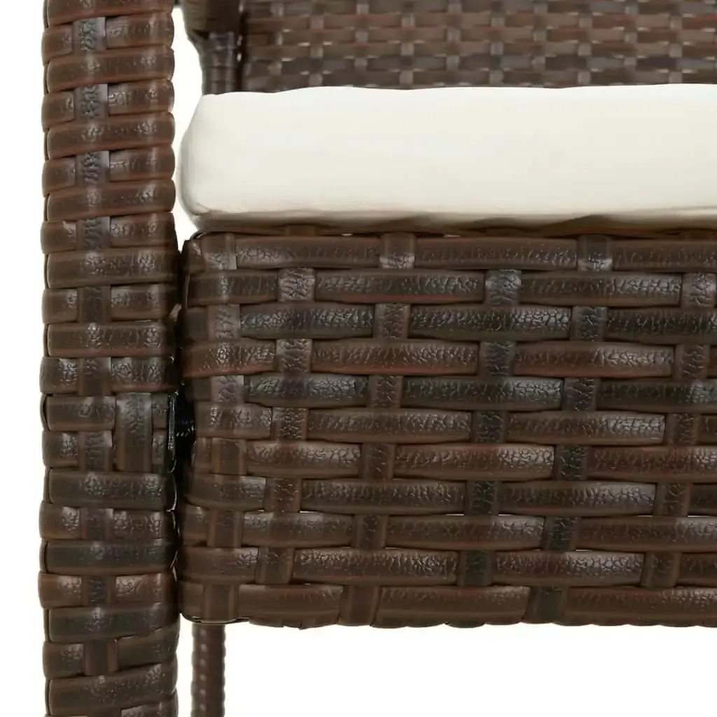 Garden Bench with Cushion Brown 105 cm Poly Rattan 362165