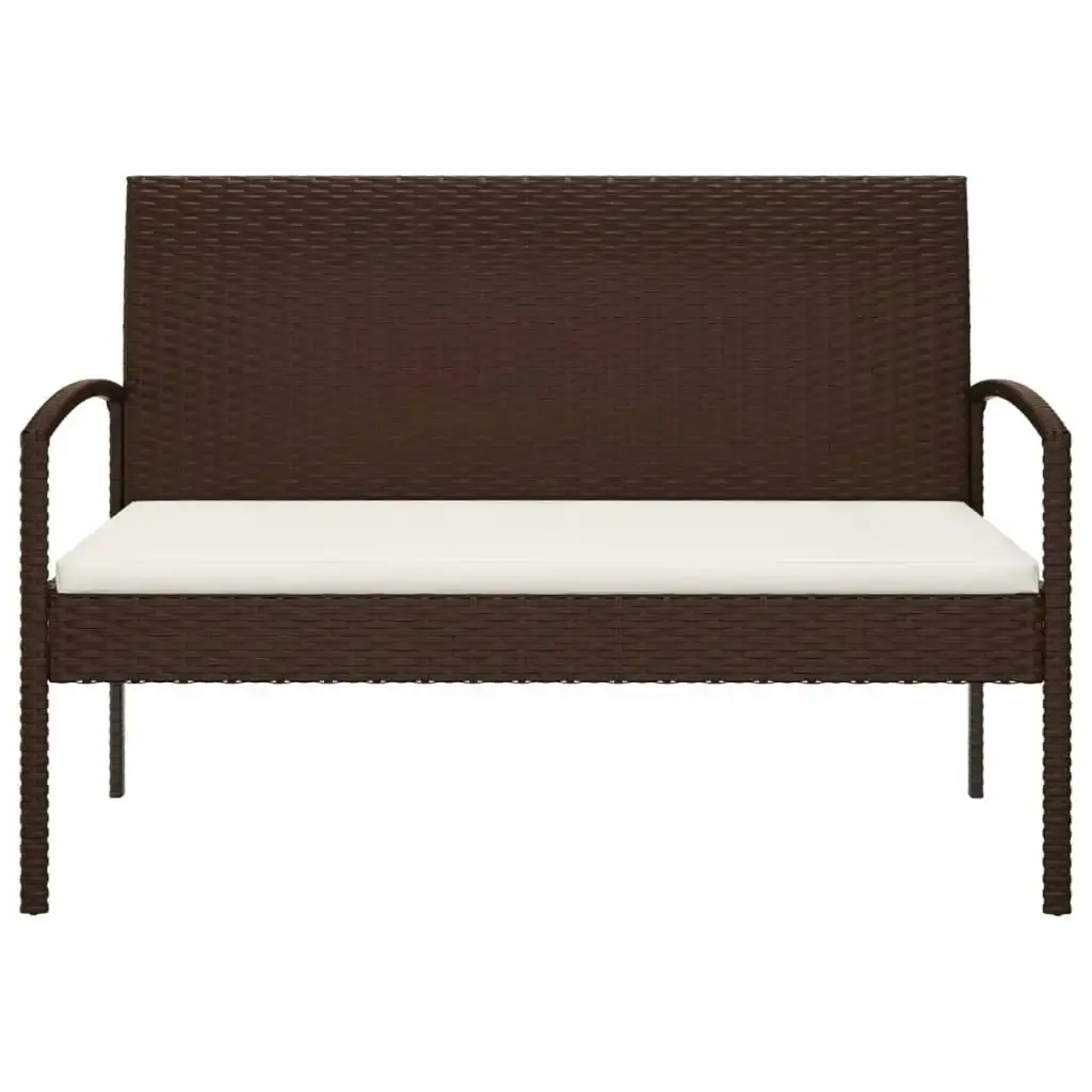 Garden Bench with Cushion Brown 105 cm Poly Rattan 362165