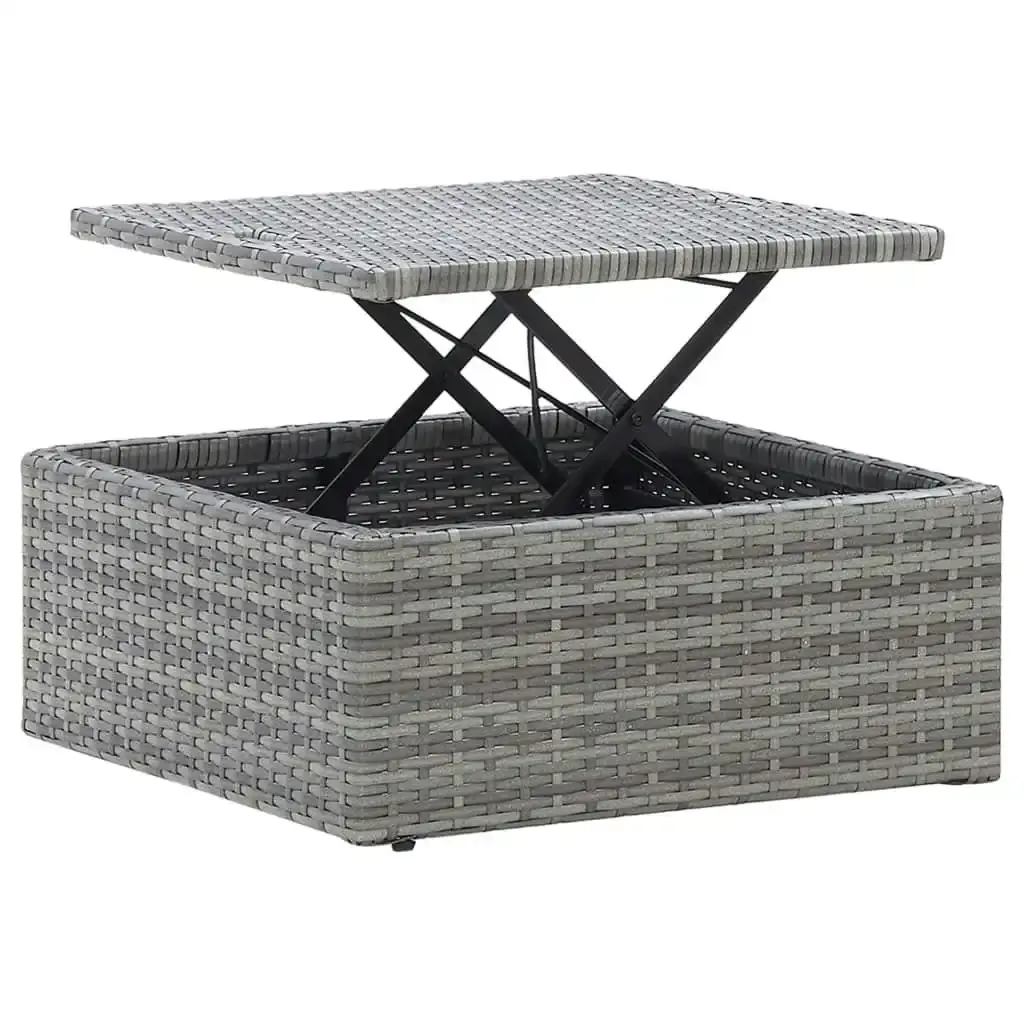 Garden Lounge Bed with Roof Mixed Grey Poly Rattan 46158