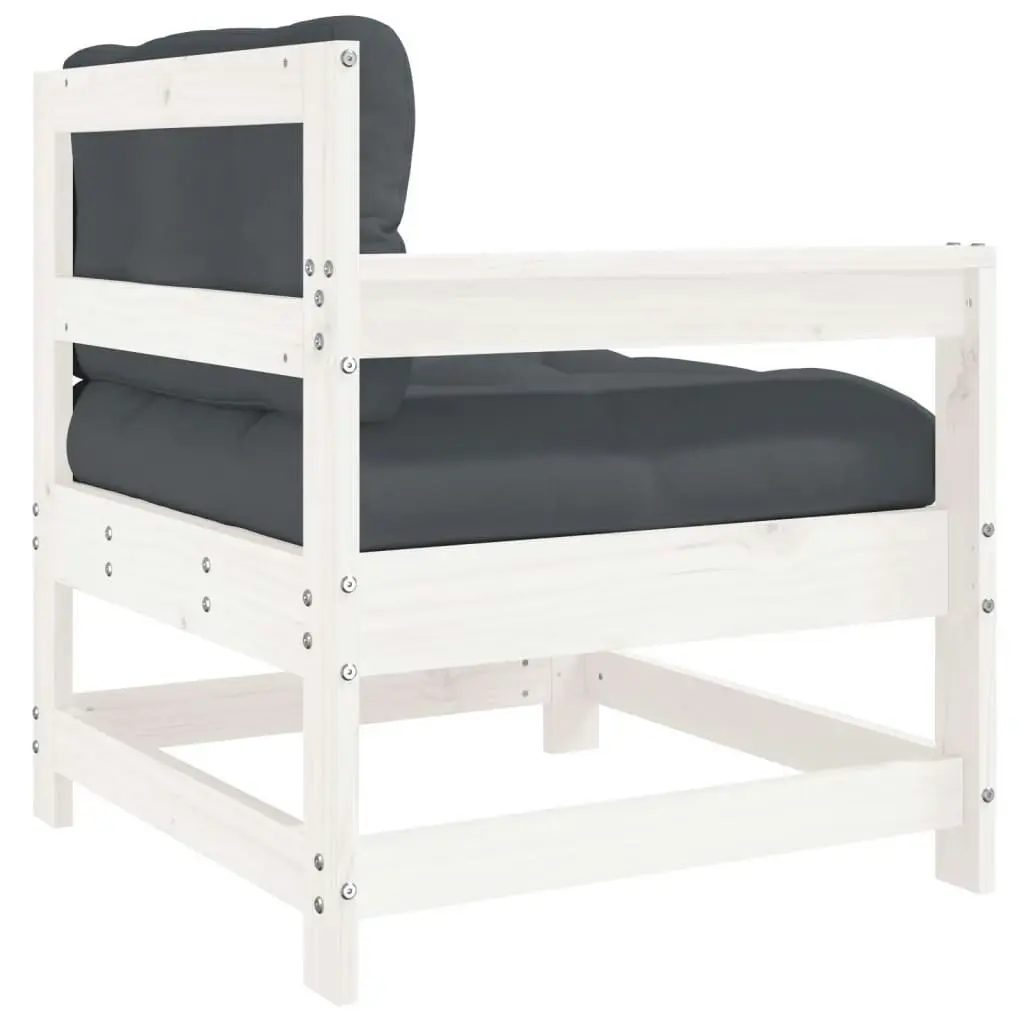 Garden Chair with Cushions White Solid Wood Pine 825570