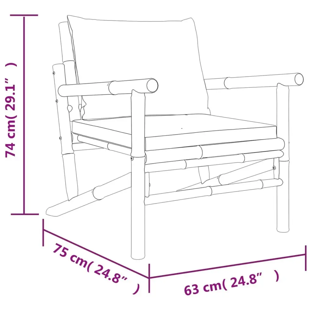 Garden Chairs 2 pcs with Dark Grey Cushions Bamboo 363466