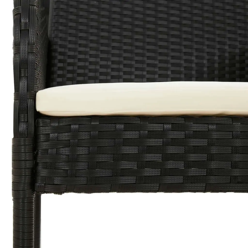 Garden Chairs with Cushions 2 pcs Poly Rattan Black 319885