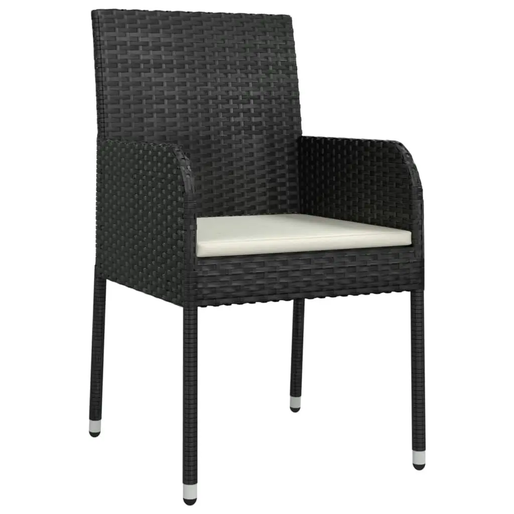 Garden Chairs with Cushions 2 pcs Poly Rattan Black 319885