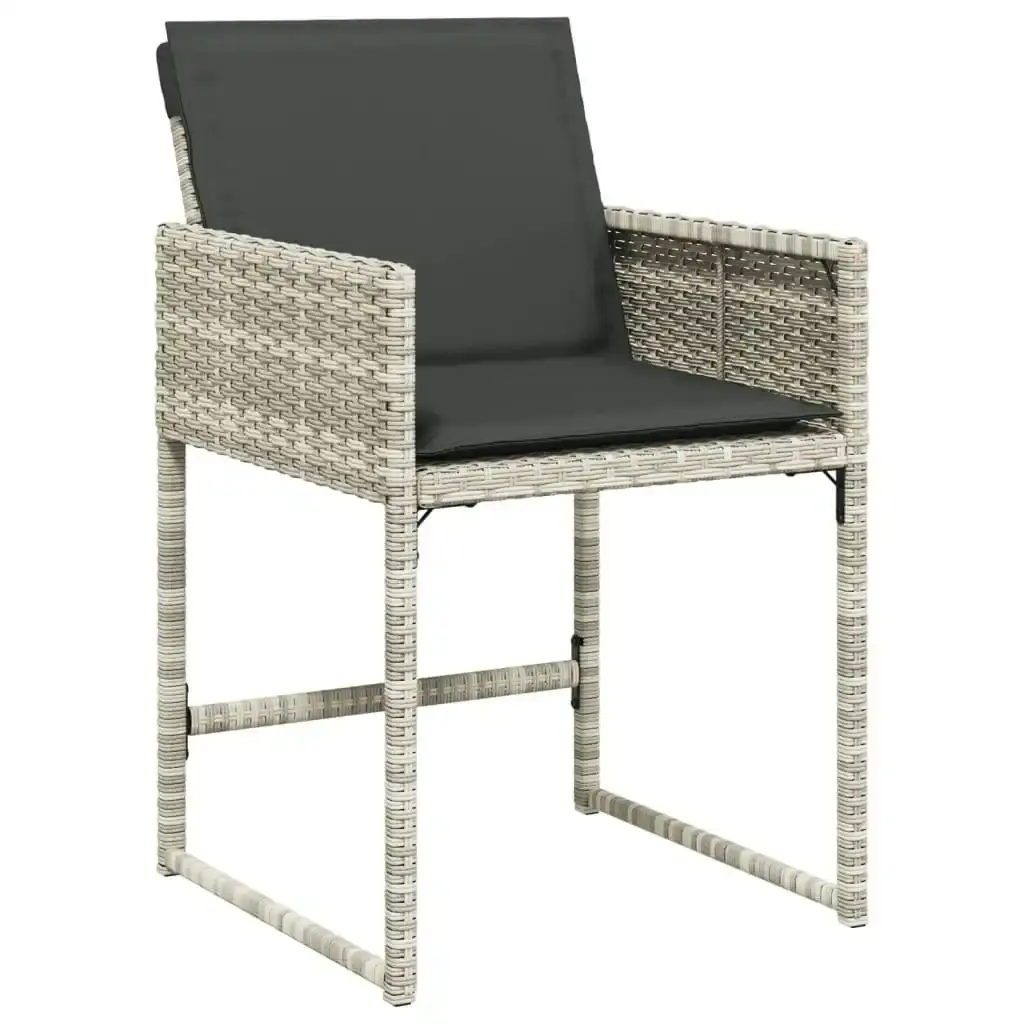 Garden Chairs with Cushions 4 pcs Light Grey Poly Rattan 365005