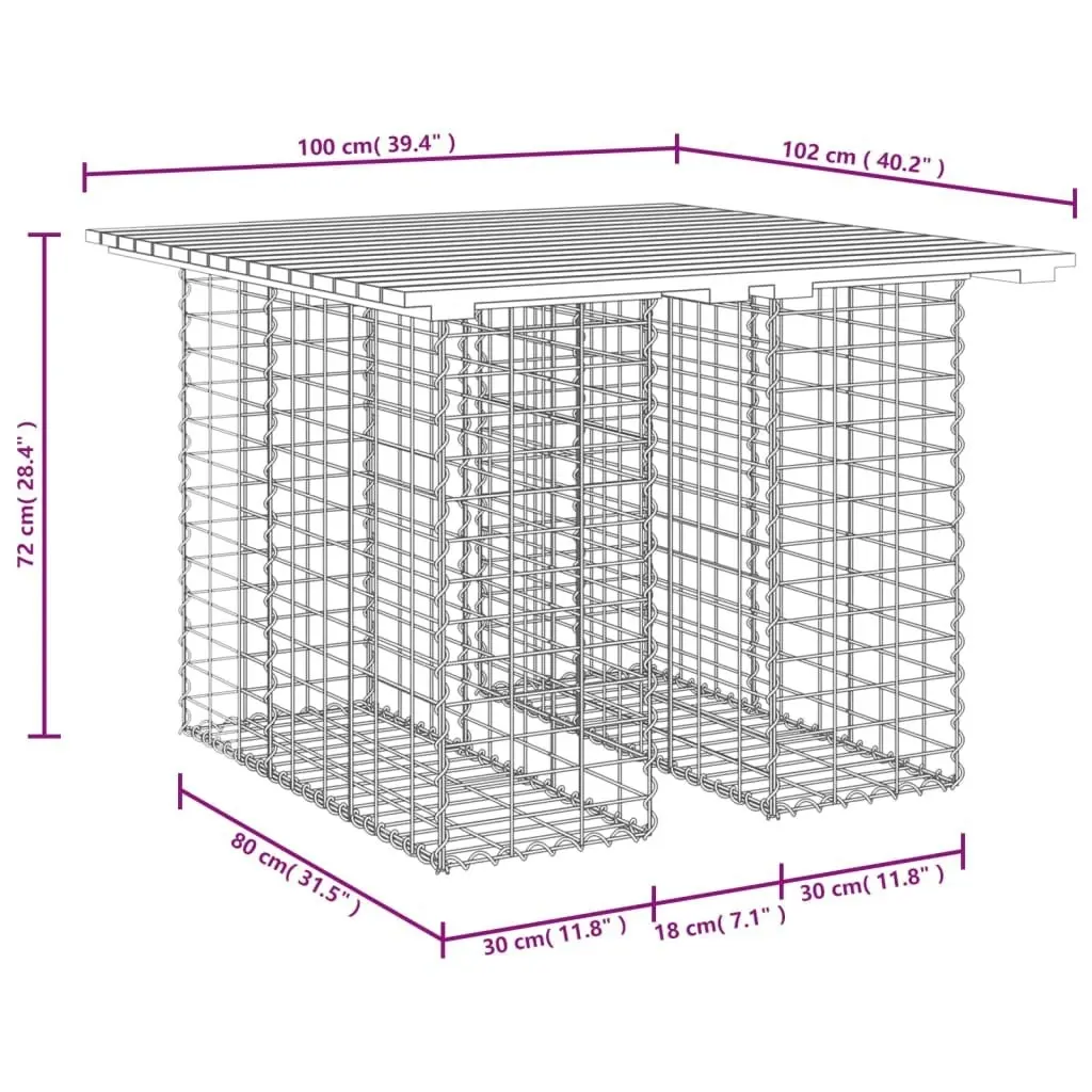 Garden Bench Gabion Design 100x102x72 cm Solid Wood Pine 834368