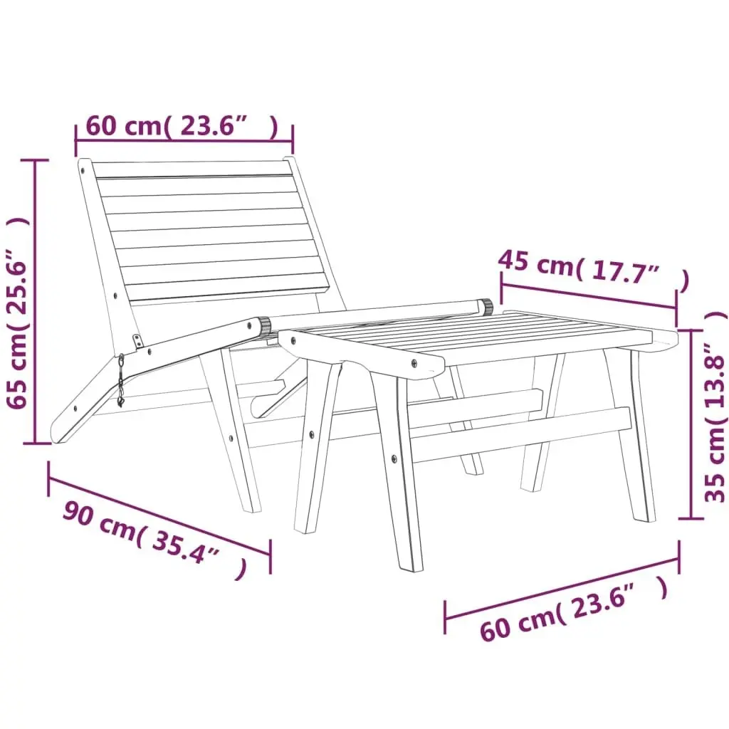 Garden Chair with Footrest Solid Wood Teak 319154