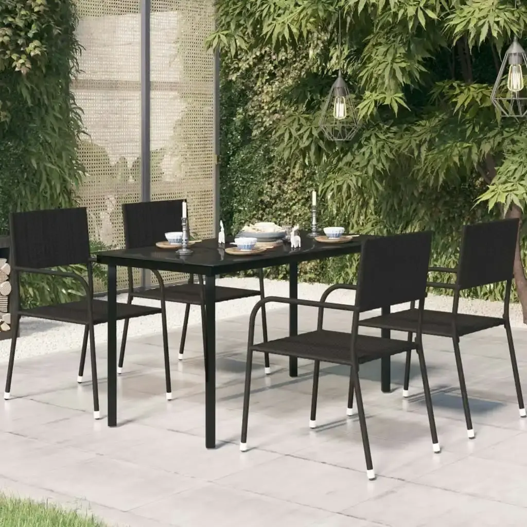 Garden Dining Table Black 140x70x74 cm Steel and Glass 318747