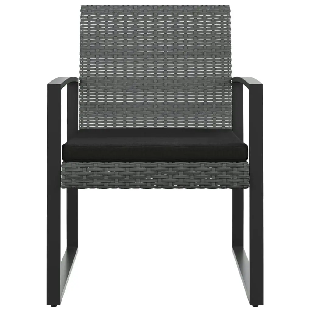 Garden Dining Chairs 2 pcs Dark Grey PP Rattan 360205