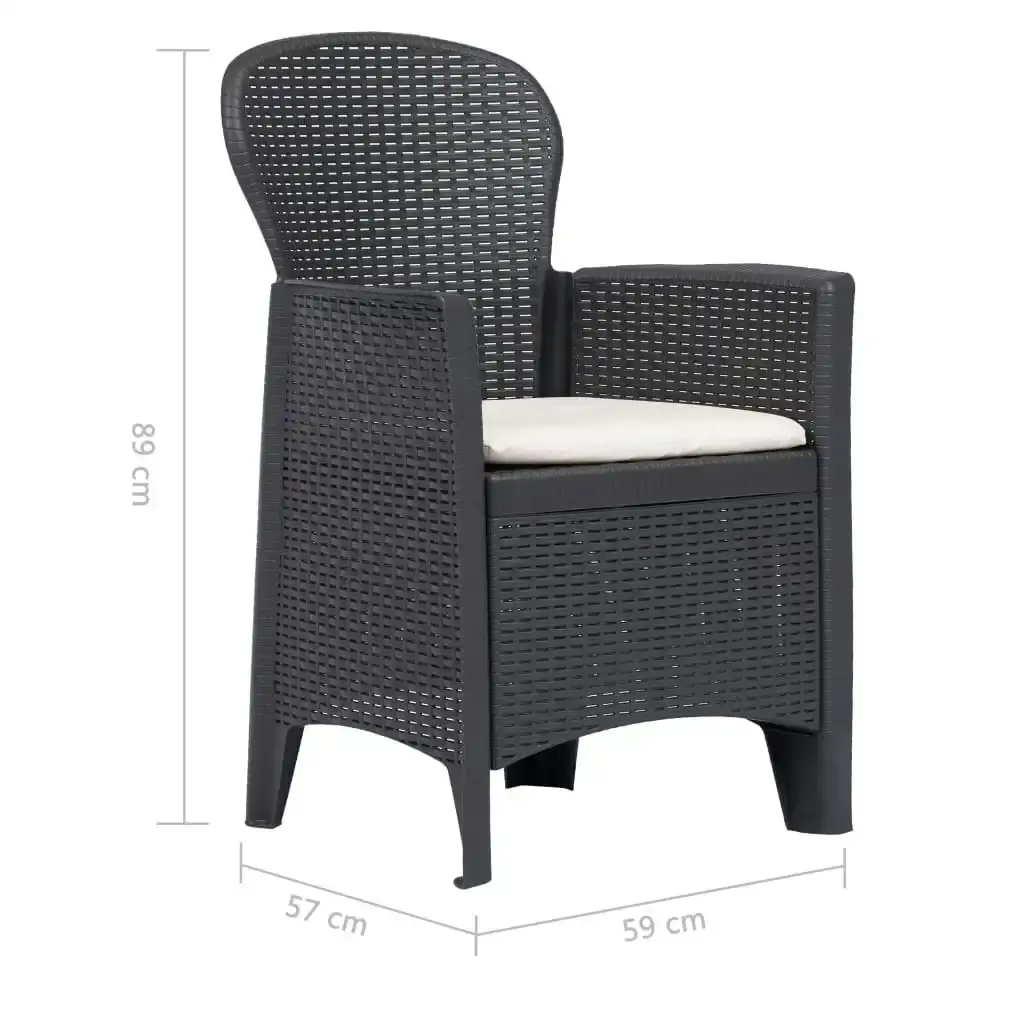 Garden Chair 2 pcs with Cushion Brown Plastic Rattan Look 45600