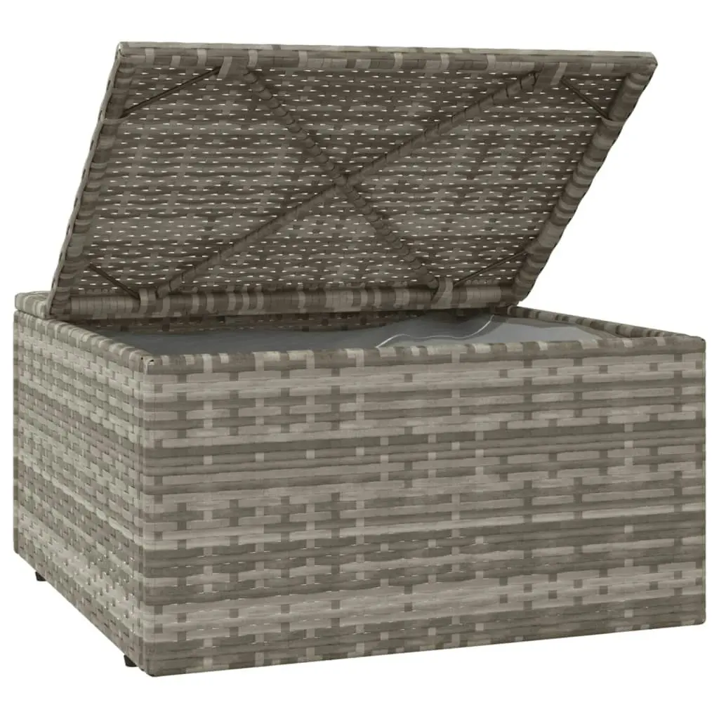 Garden Footrest with Cushion Grey 55x55x30 cm Poly Rattan 318668