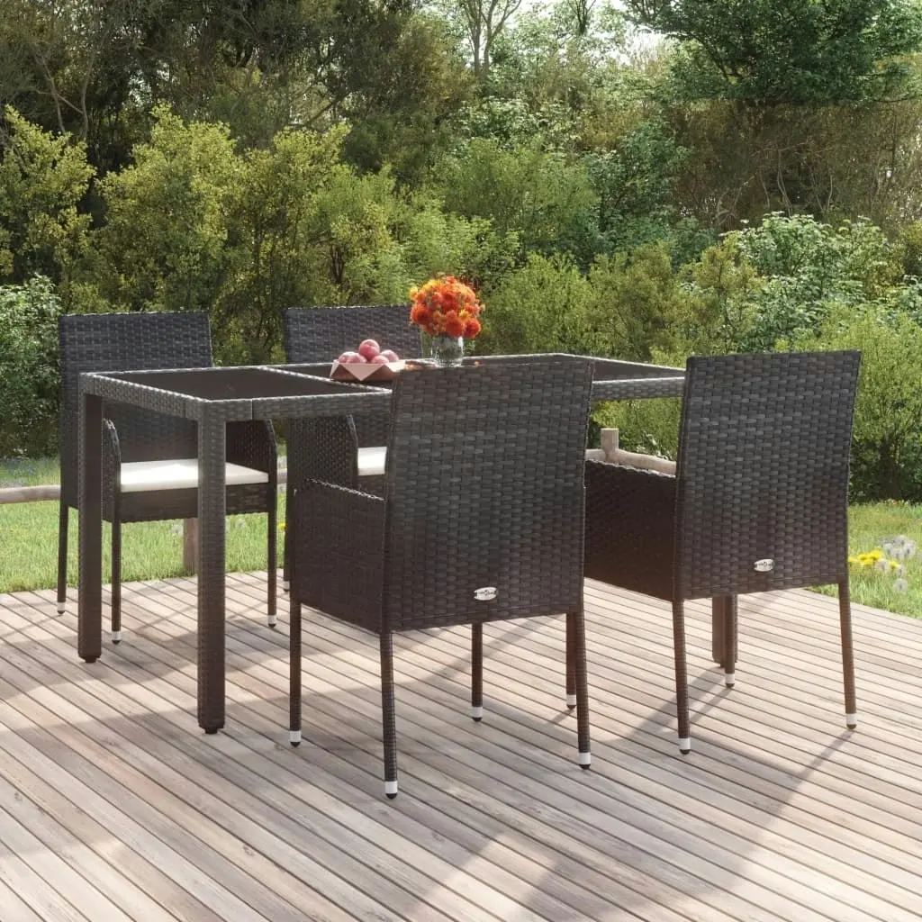 Garden Chairs with Cushions 4 pcs Poly Rattan Black 319887