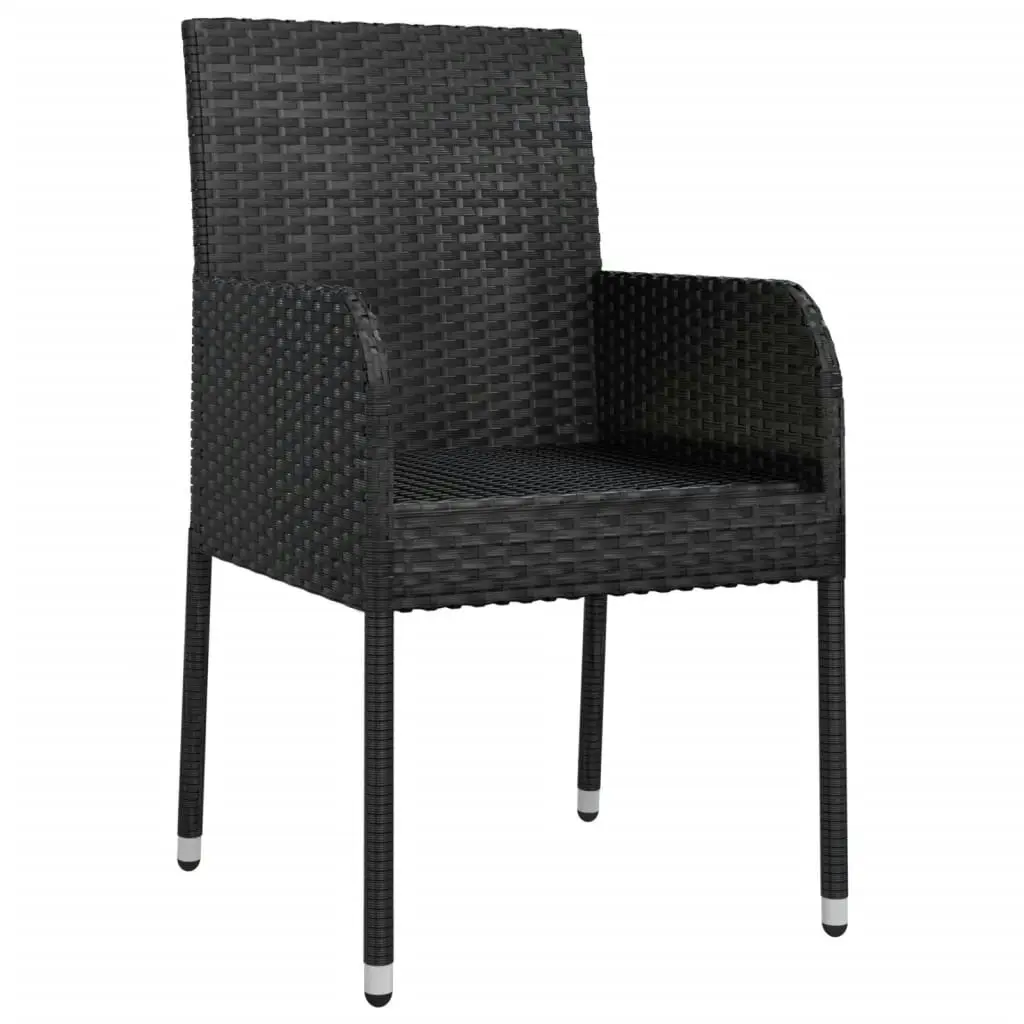 Garden Chairs with Cushions 4 pcs Poly Rattan Black 319887