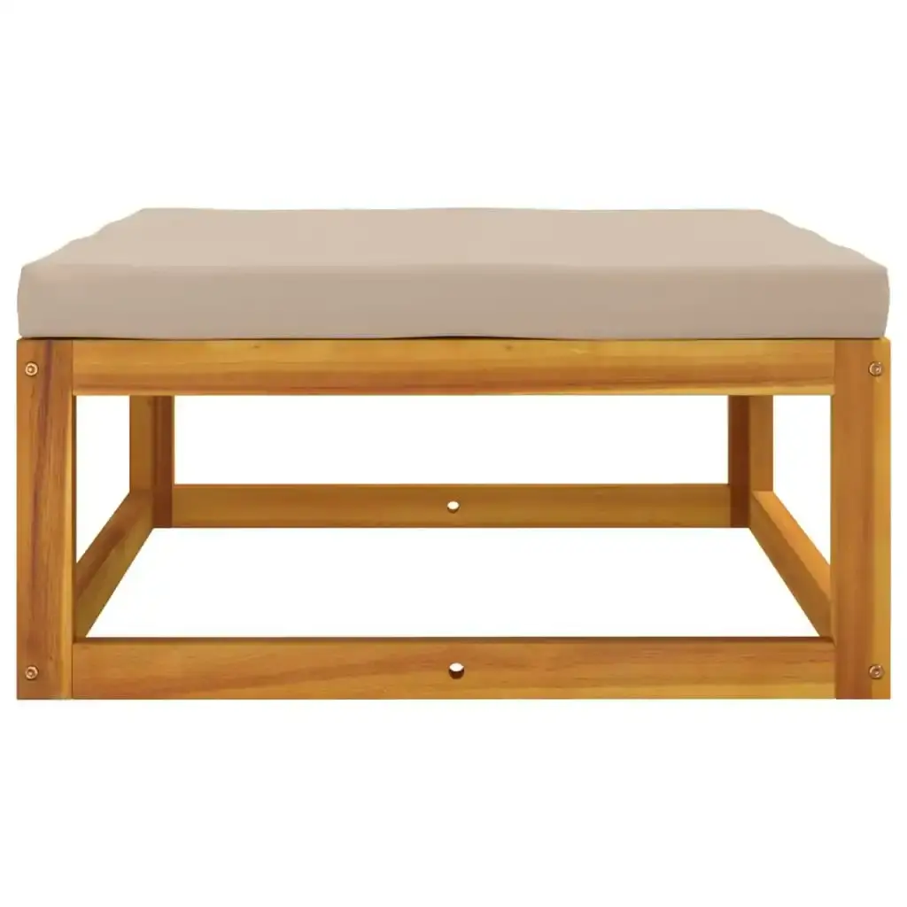 Garden Footrest with Taupe Cushion Solid Wood Acacia 360006