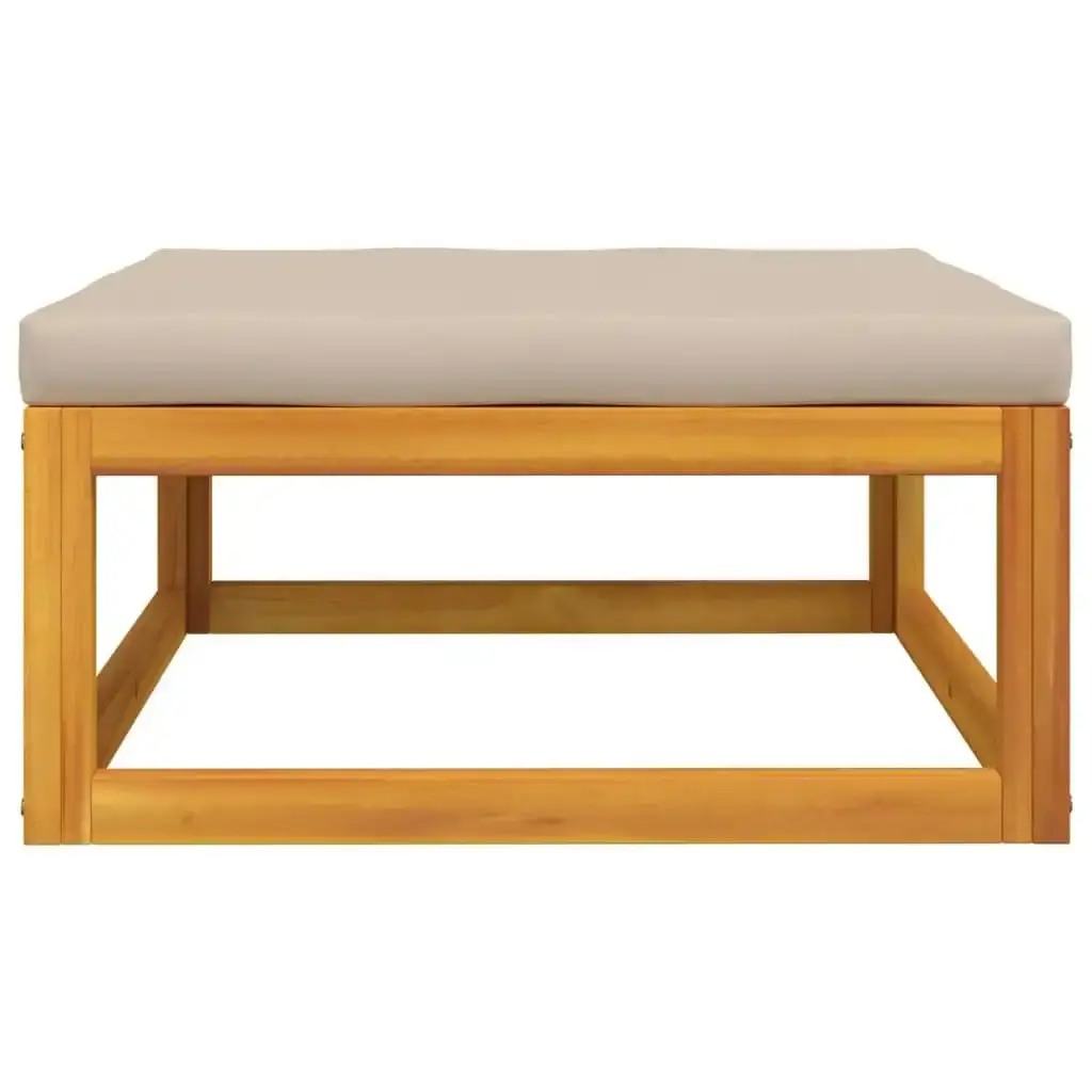 Garden Footrest with Taupe Cushion Solid Wood Acacia 360006