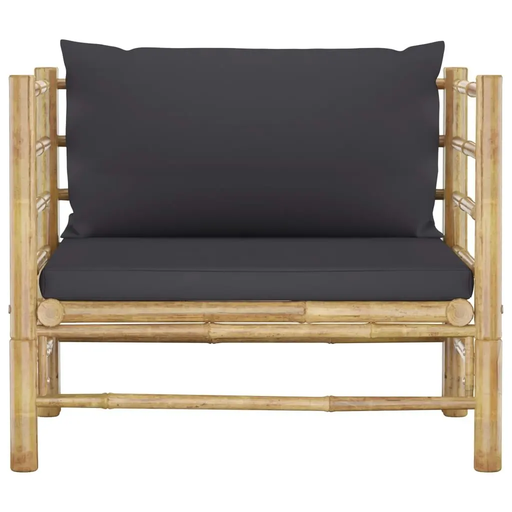 Garden Sofa with Dark Grey Cushions Bamboo 313156